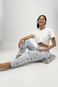 Kadın Pijama Altı Kurdeleli Mavi Bulut Ay ürün fotoğrafı