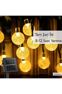 50 Led 7 Metre Sarı Güneş Enerjili Led Işık Solar Bahçe Teras Balkon Ağaç Lambası Aydınlatması ürün fotoğrafı