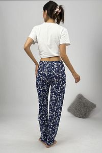 Kadın Pijama Altı Kurdeleli Çapalı Lacivert ürün fotoğrafı