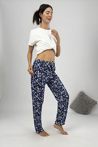 Kadın Pijama Altı Kurdeleli Çapalı Lacivert ürün fotoğrafı