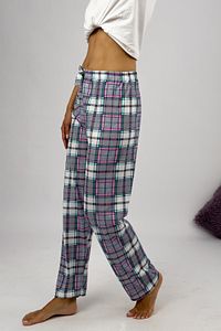 Kadın Pijama Altı Kurdeleli Mavi Pembe Büyük Kare ürün fotoğrafı
