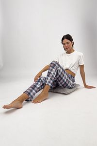 Kadın Pijama Altı Kurdeleli Kahverengi Kare ürün fotoğrafı