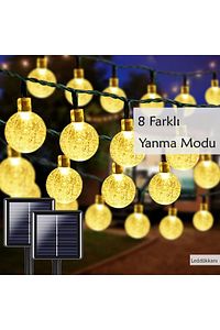 50 Led 7 Metre Sarı Güneş Enerjili Led Işık Solar Bahçe Teras Balkon Ağaç Lambası Aydınlatması ürün fotoğrafı