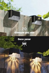 Solar Güneş Enerjili Köşebent Merdiven Veranda Bahçe Led Lamba Tekli Dekor Bahçe Aydınlatma 1 Adet ürün fotoğrafı