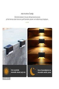 Solar Güneş Enerjili Köşebent Merdiven Veranda Bahçe Led Lamba Tekli Dekor Bahçe Aydınlatma 1 Adet ürün fotoğrafı