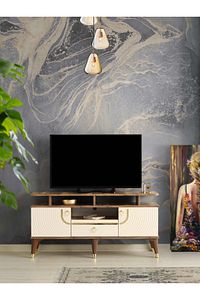 110 Cm Art Raflı Tv Sehpası Pasifik Ceviz - Krem ürün fotoğrafı