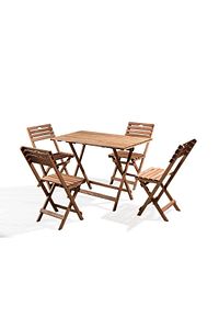 Ahşap Masa Sandalye Seti 5’li Set (katlanabilir) ürün fotoğrafı