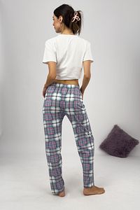 Kadın Pijama Altı Kurdeleli Mavi Pembe Büyük Kare ürün fotoğrafı