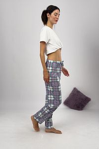 Kadın Pijama Altı Kurdeleli Mavi Pembe Büyük Kare ürün fotoğrafı