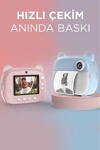 Cmr14 Mavi Dijital Video Fotoğraf Çocuk Kamerası Anlık Termal Resim Kağıt Baskılı Yazıcı ürün fotoğrafı