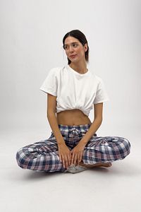 Kadın Pijama Altı Kurdeleli Kahverengi Kare ürün fotoğrafı