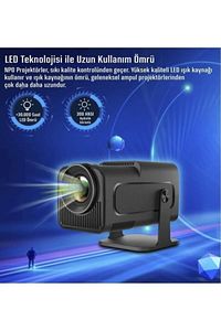 Hy320 Siyah Taşınabilir Sinema Projektörü 4k 1080p Ev Sineması Bluetooth Android Projeksiyon ürün fotoğrafı