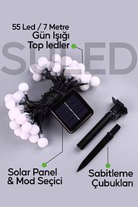 Dekoratif Top Led Solar Balkon Teras Ağaç Bahçe Aydınlatması 7 Metre 50 Rgb Su Geçirmez ürün fotoğrafı