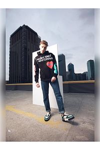 Unisex Siyah Kapüşonlu Sweatshirt Hoodie ürün fotoğrafı