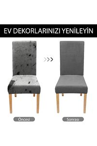 Kaliteli Likralı Kadife Sandalye Örtüsü Sandalye Kılıfı Mutfak Sandalye Örtüsü Sandalye Koruma Tekli ürün fotoğrafı