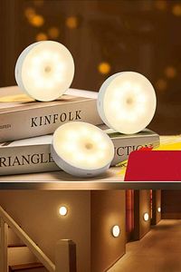 Usb Şarjlı Akıllı Hareket Sensörlü Kablosuz Spot Led Lamba Sarı Işık 1 Adet ürün fotoğrafı