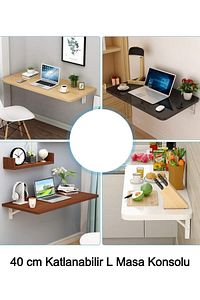 Katlanabilir L Masa Konsolu 40 Cm Metal / 2'li Paket - Raf Altı - Tek Ebat ürün fotoğrafı