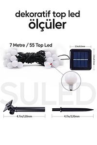 Dekoratif Top Led Solar Balkon Teras Ağaç Bahçe Aydınlatması 7 Metre 50 Rgb Su Geçirmez ürün fotoğrafı