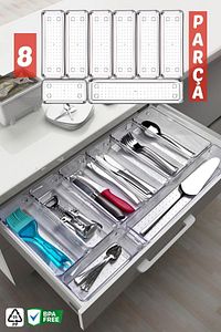 8 Parça Çekmece İçi Çatal, Kaşık & Bıçak Düzenleyici Organizer ürün fotoğrafı