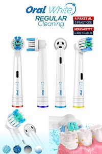 Regular Cleaning Oral-b Uyumlu 4 Adet Yedek başlık ürün fotoğrafı