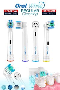Regular Cleaning Oral-b Uyumlu 4 Adet Yedek başlık ürün fotoğrafı