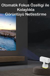 1080*720p Android 11.0 Taşınabilir Kendinden Şarjlı Bluetooth Hoparlör Otomatik Odaklama Projeksiyon ürün fotoğrafı