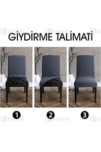 Sandalye Kılıfı Yıkanabilir Likralı Esnek Lastikli Sandalye Örtü ürün fotoğrafı