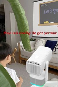 1080*720p Android 11.0 Taşınabilir Kendinden Şarjlı Bluetooth Hoparlör Otomatik Odaklama Projeksiyon ürün fotoğrafı