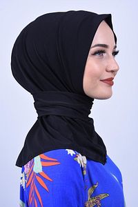 Çıtçıtlı Fular Şal Yüzme Ve Spor Için Uyumlu Pratik Şal Siyah ürün fotoğrafı