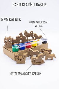 Çocuklar İçin Ahşap Boyama Seti Boyanabilir Hayvancıklar Çocuk Etkinlik Tatil Etkinlik Evde Boyama ürün fotoğrafı