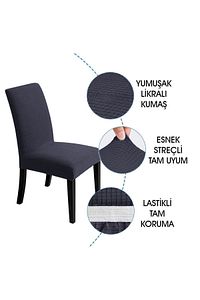 Sandalye Kılıfı Yıkanabilir Likralı Esnek Lastikli Sandalye Örtü ürün fotoğrafı