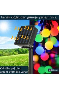 50 Led 7 Metre Solar Renkli Led Işık Güneş Enerjili Bahçe Teras Balkon Ağaç Lambası Aydınlatması ürün fotoğrafı