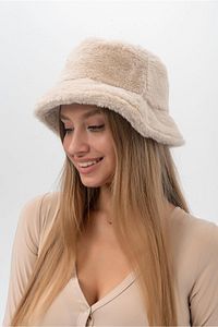 Bej Peluş Kadın Bucket Şapka ürün fotoğrafı