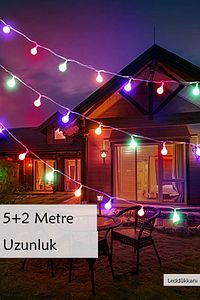 50 Led 7 Metre Solar Renkli Led Işık Güneş Enerjili Bahçe Teras Balkon Ağaç Lambası Aydınlatması ürün fotoğrafı