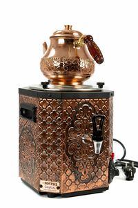 Çaykuş Mini Bakır El Işçiliği Elektrikli Semaver Çay Makinesi ürün fotoğrafı