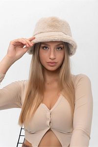Bej Peluş Kadın Bucket Şapka ürün fotoğrafı