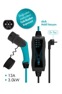 Portatif Elektrikli Araç Şarj Cihazı - Tip-2, 3.0 Kw, 13a, 230v Ac, 6m, Spiral, Togg/tesla Uyumlu ürün fotoğrafı