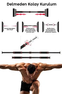 80-100 Cm Koridor Kapı Barfiksi Barfix Aleti Çubuğu Çekme Barı Demiri (DOOR BAR) ürün fotoğrafı