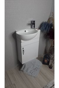Banyo ve Tuvalet Mini Köşe Lavabo 28*45 Cm (banyo Dolabı Dahil) ürün fotoğrafı