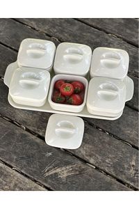 Tepsili Lüks Porselen 6'lı Kapaklı Kavaltılık Seti&kahvaltılık Set ürün fotoğrafı