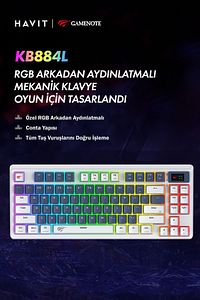 Gamenote Kb884L Rgb Mekanik Türkçe Klavye 1.06inç Tft-lcd Ekran - Red Switch ürün fotoğrafı