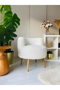 Çay Seti Tekli Koltuk, Berjer (salon, Balkon, Ofis) Kırıkbeyaz ürün fotoğrafı