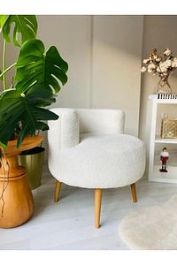 Çay Seti Tekli Koltuk, Berjer (salon, Balkon, Ofis) Kırıkbeyaz ürün fotoğrafı