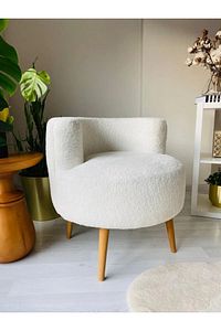 Çay Seti Tekli Koltuk, Berjer (salon, Balkon, Ofis) Kırıkbeyaz ürün fotoğrafı