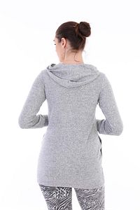 Gri Hamile Esnek Yumoş Kumaş Kapşonlu Sweatshirt ürün fotoğrafı