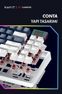 Gamenote Kb884L Rgb Mekanik Türkçe Klavye 1.06inç Tft-lcd Ekran - Red Switch ürün fotoğrafı