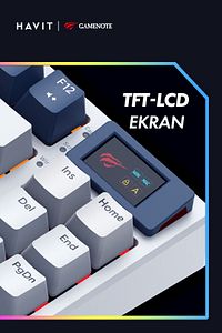 Gamenote Kb884L Rgb Mekanik Türkçe Klavye 1.06inç Tft-lcd Ekran - Red Switch ürün fotoğrafı