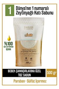 Doğal Organik Zeytinyağlı Bebek Kıyafetlerine Çamaşırlarına Özel Granül Sabun Toz Sabun 500 gr ürün fotoğrafı