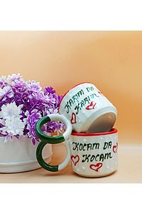 2 'li Kocamda Kocam Karımda Karım Yazılı El Yapımı Seramik Mug Bardak-150 Ml-hediyelik Fincan ürün fotoğrafı