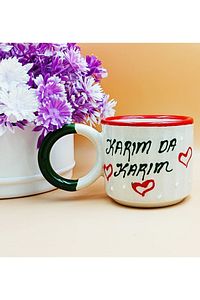 2 'li Kocamda Kocam Karımda Karım Yazılı El Yapımı Seramik Mug Bardak-150 Ml-hediyelik Fincan ürün fotoğrafı